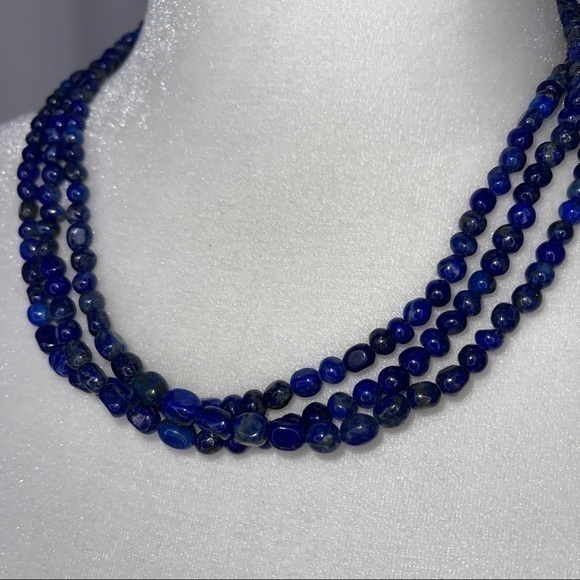 Jay King Mine Finds Sterling Silver 3 Strand Lapis Bead 18" Necklace 695648